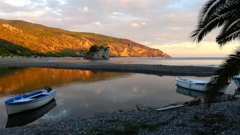 Mingardo river and beach palinuro - coast of cilento, salerno - italy Stock Footage 103609596