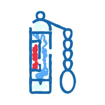 Mini alarm system pulling chain hand drawing Illustrazione stock