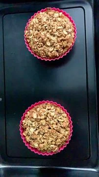 Mini apple pie in red mold Stock Photos