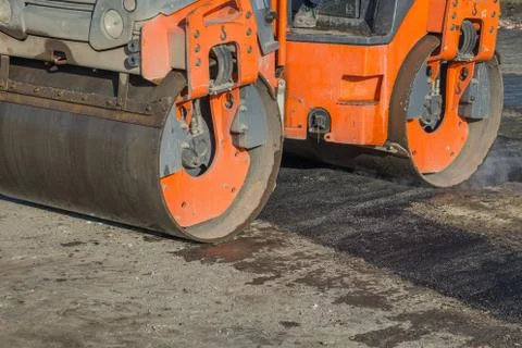 Mini asphalt roller Stock Photos