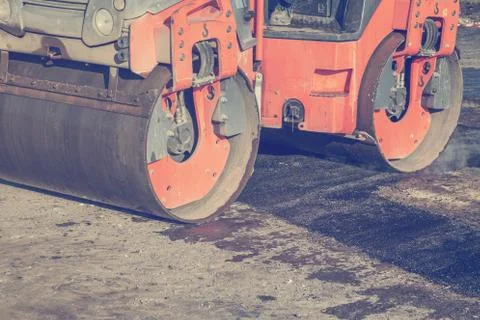 Mini asphalt roller Stock Photos