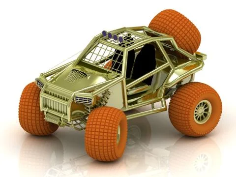Mini ATV buggy golden color with orange wheels Stock Illustration