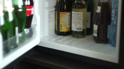 Mini Bar with Bottles of Alcohol Drinks Stock Footage 52554127