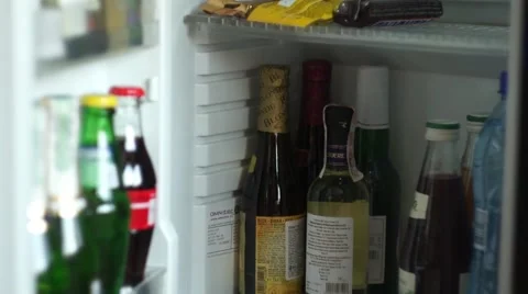 Mini Bar with Bottles of Alcohol Drinks Stock Footage 52554128