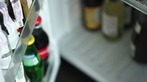 Mini Bar with Bottles of Alcohol Drinks Stock Footage 52554131