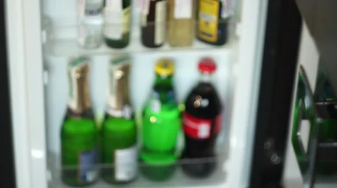 Mini Bar with Bottles of Alcohol Drinks Stock Footage 52554139