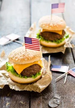 Mini beef burgers Stock Photos