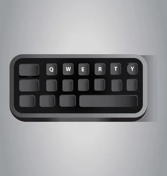 Mini Black Qwerty Computer Keyboard. Small Keyboard, Isometric View Stock Illustration