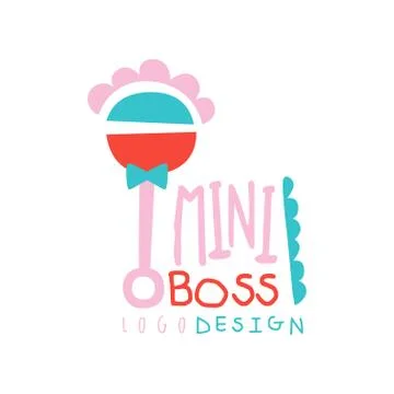 Mini boss logo original design with abstract beanbag. Baby manager theme with Stock Illustration