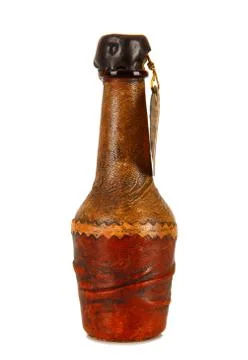 Mini bottle covered in leather Stock Photos