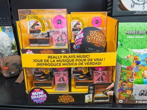 Mini Brands Vinyl Record Player Toy Display Stock Photos