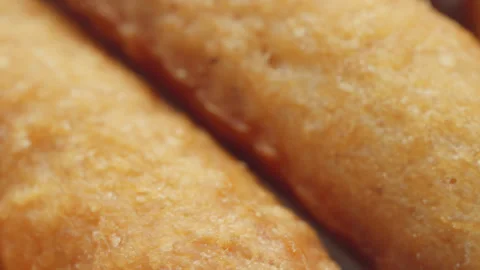 Mini bread sticks presentation macro close up presentation slowly rotating .. Stock Footage 344690181