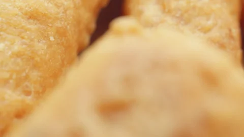 Mini bread sticks presentation macro close up presentation slowly rotating .. Stock Footage 344690282