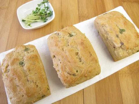 Mini breads with sprouts Stock Photos