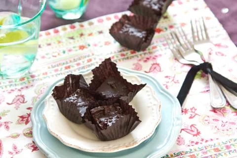 Mini brownies Stock Photos
