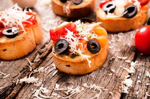 Mini bruschetta Stock Photos