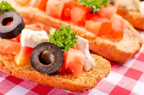 Mini bruschetta Stock Photos
