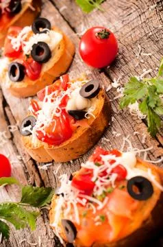 Mini bruschettas Stock Photos