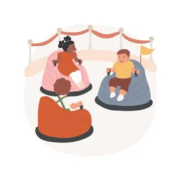 Mini bumper car ride isolated cartoon vector illustration. Ilustración de archivo
