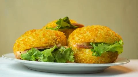 Mini burger with lettuce and thin meat Stock Photos