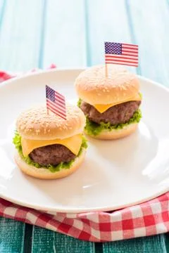 Mini burgers Stock Photos