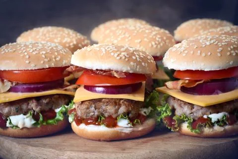 Mini burgers Stock Photos