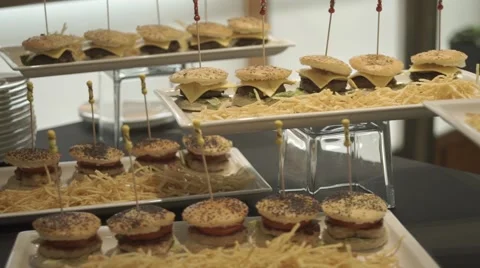 Mini Burgers on a Plate Stock Footage 65199242