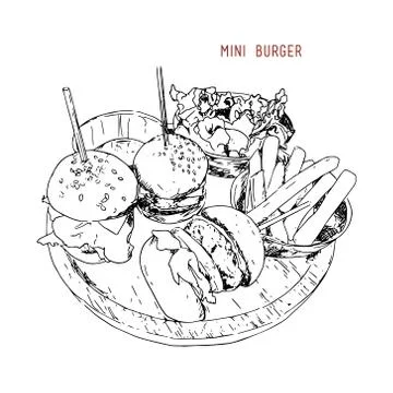 Mini burgers vector Stock Illustration