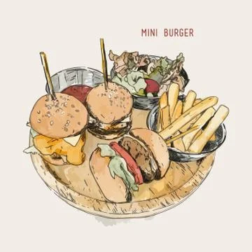 Mini burgers vector Stock Illustration