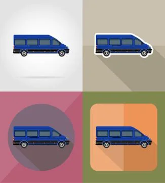 Mini bus flat icons vector illustration Stock Illustration