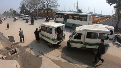 Mini buses in Kathmandu Stock-Footage 113849072