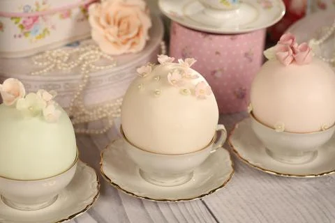 Mini cakes with icing Stock Photos