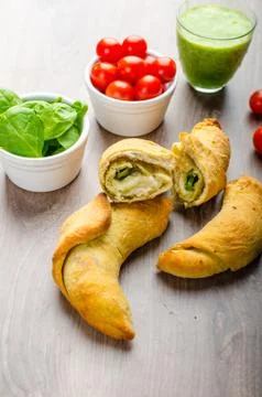 Mini calzone roll with herbs and cheese Foto stock