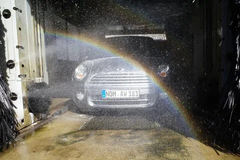A mini in a car wash 写真素材