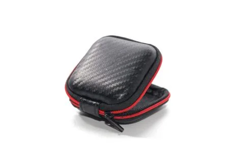 Mini case for headphone on white background Stock Photos