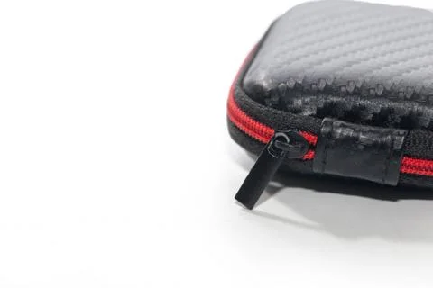 Mini case for headphone on white background Stock Photos