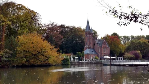 Mini Castle On A Lake Stock Footage 123933541