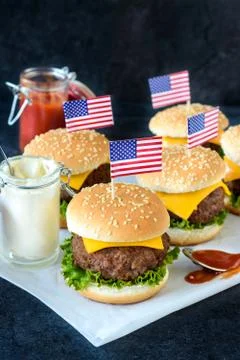 Mini cheeseburgers Stock Photos