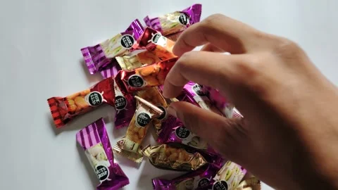 Mini Chocolate Candy Collection Assorted Milk Dark and White Chocolates Stock Footage 329095139