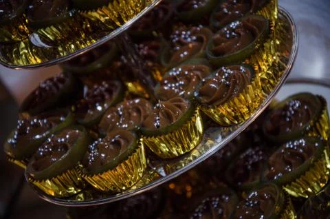 Mini chocolate cupcakes Stock Photos