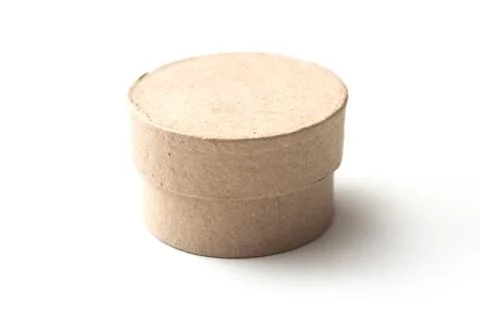 Mini circle paper box on white background Stock Photos