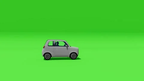 Mini City Car Gray Hatchback on Green Background Video stock 312972997