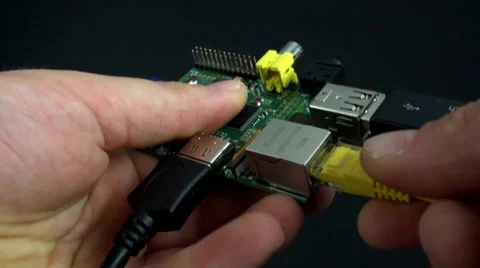 Mini computer and ethernet Stock Footage 31150432