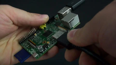 Mini computer and hdmi Stock Footage 31150443