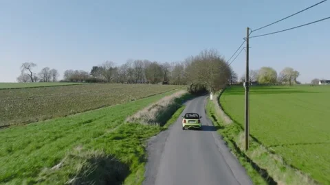 Mini cooper Bottom Top drive countryside Stock Footage 187643801