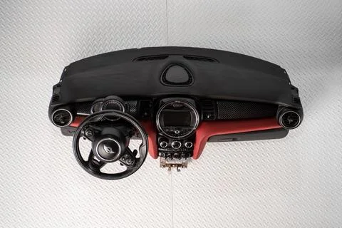 MINI Cooper dashboard and steering wheel assembly Foto stock