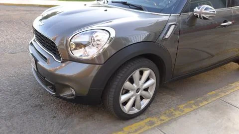 Mini Cooper S front and left side view Stock Photos
