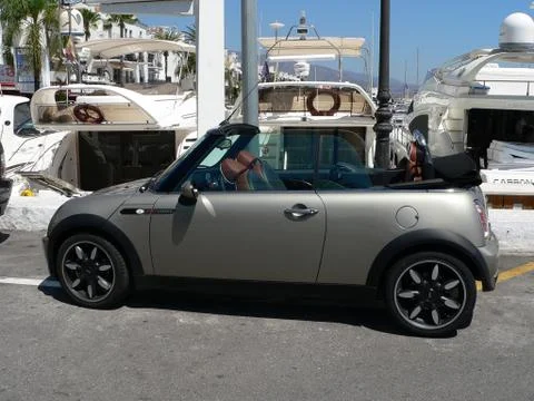 Mini Cooper S left side view in Marbella, Spain Stock Photos