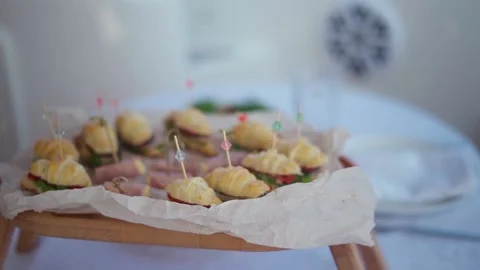 Mini croissant canapes Video stock 204125189