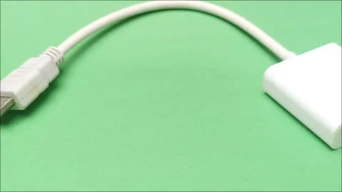 Mini DisplayPort to VGA Adapter Cable for External Monitor Display Stock Footage 335191729